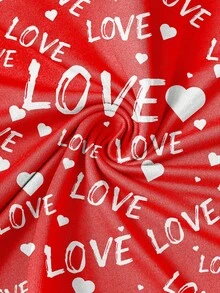 Manfinity Homme Unisex Valentine's Day LOVE + Heart Graphic Fully Allover Print Red Short Sleeve Crew Neck T-Shirt- Red Heart Red Graphic Tees - Multicolor - View 4