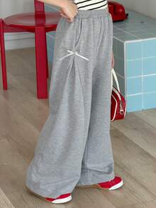 DAZY Tween Girls' Butterfly Decor Slant Pocket Elastic Waist Casual Pants - Grey - View 7