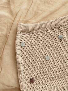 Soleia Women's Casual, Vacation, Western, Beach Wedding Guest, Graduation, Brunch, St. Patrick's Day, Spring Break, Easter, Music Festival Elegant Bohemian Tropical Fringe Sequin Knit Two Pieces Sweater Set, Spring/Summer - Apricot - View 6