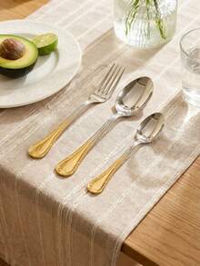 Cirelle 1Pc Stainless Steel Gradient Gold Silverware Luxury Modern Flatware Thick Handle Tableware Stainless Steel Cutlery For Home Restaurant Hotel Party - Multicolor - View 4