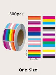 500张/卷 LGBT彩虹条纹图案贴纸 学校用品 返校季 - 彩色 - 查看 1
