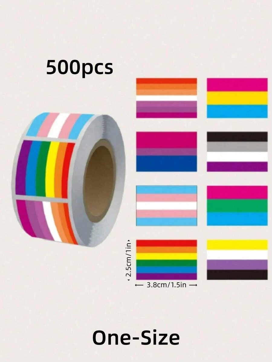 500张/卷 LGBT彩虹条纹图案贴纸 学校用品 返校季 - 彩色 - 查看 1