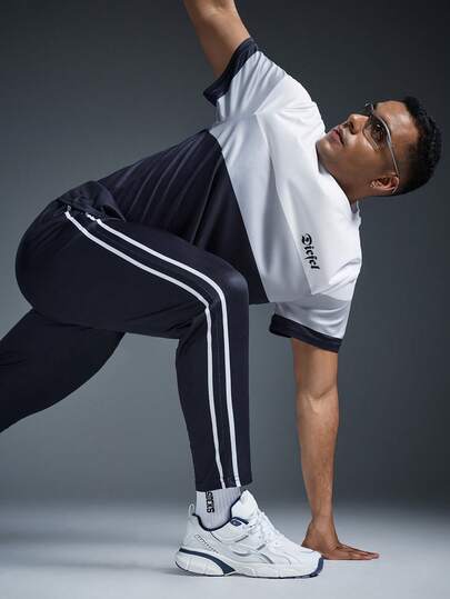 Driftmere 男士运动套装两件套，透气舒适，采用优质面料，超柔软渐变色休闲圆领短袖上衣和慢跑裤，春夏流行款，男士运动套装，舒适透气，适合健身房锻炼，运动时尚，夏季必备