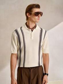 Manfinity CityGents 男士条纹短袖 Polo 领休闲通勤针织衫 - 彩色 - 查看 6