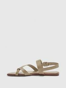 CUCCOO BIZCHIC Giày sandal đế bằng thời trang nữ, kiểu dáng thường ngày, đa năng, phù hợp cho đi du lịch, đi làm, đi biển. - Màu be - Xem 9