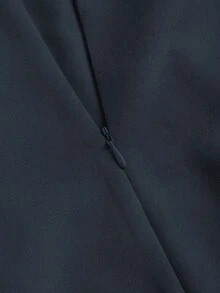 Sweetra 女士法式简约纯色短款西装外套搭配收腰抹胸连衣裙套装，适合工作和通勤穿着。 - 藏蓝色 - 查看 5