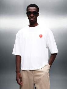 PLAYBOY X SUMWON Áo thun cotton tay ngắn cổ tròn in hình trái tim cỡ lớn, có logo thương hiệu ở mặt sau. - trắng - Xem 2