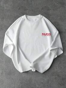 PAVTROS Men's Letter Print Round Neck Casual Loose T-Shirt - White - View 7