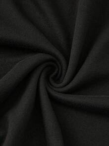 SHEIN PETITE 小码女式粉色宽蕾丝边休闲弹力针织裤 - 黑色 - 查看 7