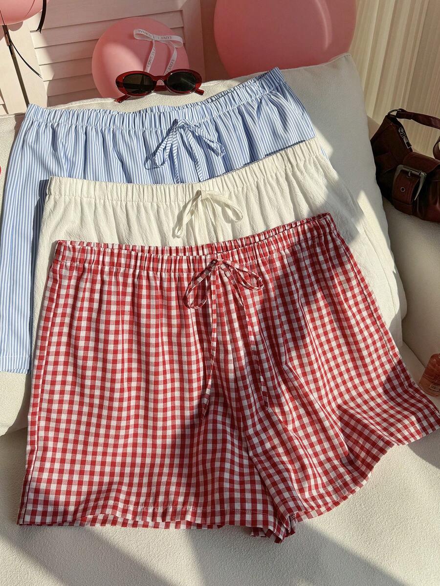 Comfortcana 3pcs/Set Casual Bow Tie Red White Blue Outfits, Spring/Summer - Multicolor - View 1