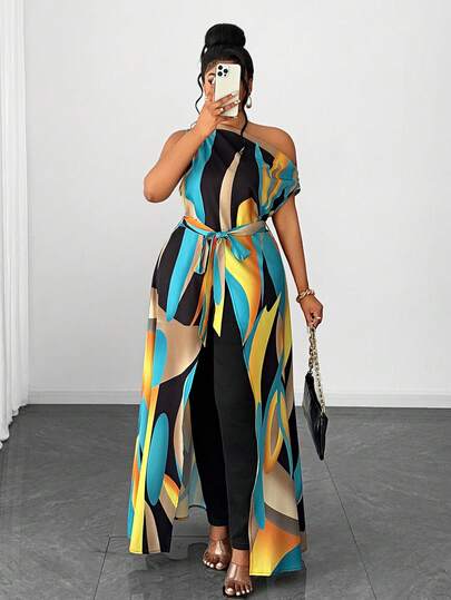 Maweii Blusa sexy sin mangas con dobladillo asimétrico y lazo delantero para mujer de talla grande