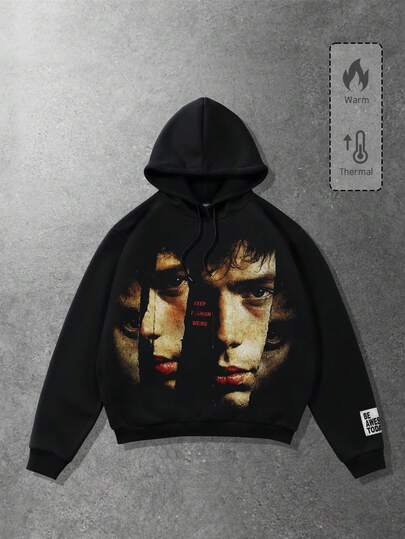 Felpa con cappuccio unisex casual con stampa grafica, felpa coordinata per coppie per primavera, autunno e inverno