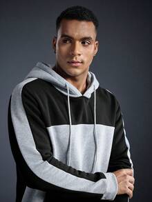 Driftmere 男士撞色羊毛休闲运动衫和裤子运动服套装，秋冬 - 黑色 - 查看 6