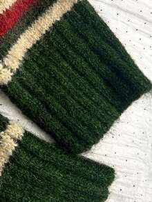 INAWLY Contrast Stripe Knit Cardigan For Women, Soft & Cozy Short Sweater Jacket With Elegant Vibe, Autumn