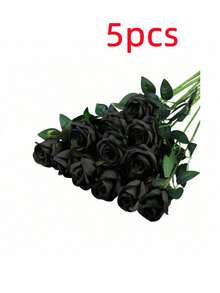 1支/5支/10支/12支/20支黑色20英寸情人节礼物人造花，高端人造玫瑰，适用于家居装饰、房间装饰、桌面装饰、婚礼装饰、新娘捧花、手腕花、花束材料。 - 黑色 - 查看 7