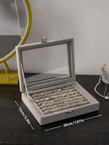 奢华丝绒首饰收纳盒，带抽屉和展示托盘 - 优雅戒指耳环架，时尚家居装饰，新年礼物，女士饰品展示佳品 - 彩色 - 查看 3