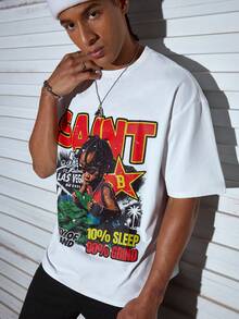 Modcrash 复古时尚宽松圆领休闲印花T恤，新款春夏复古美式风，男女皆宜的夏季上衣，适合日常穿着，宽松版型，夏季度假装扮，复古美式，男女皆宜，宽松版型夏季装扮——适合日常穿着和夏季度假装扮。 - 白色 - 查看 7