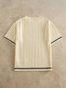 HIMLAND Camiseta de punto de unicolor para hombre, nueva llegada de moda, verano - Albaricoque - Ver 4