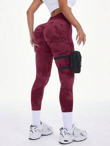 Tie-Dye Print High Waist Seamless Knit Leggings - Multicolor - View 3