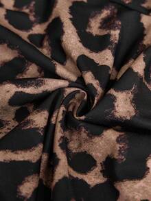 SHEIN Tall CURVE Große Größen Lässig Alltagshose mit Leoparden-Muster, Kordelzug Taille, weites Bein, Sommer Gepard-Muster Hose, Alltag, Pendeln, Schule, Meetings, Ausgehen, Lässig, Lässig für Frauen, Frühling - Verschiedenfarbig - Übersicht 7