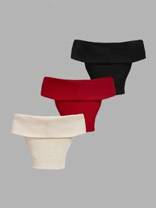 SHEIN MOD 1件/套 女士纯色露肩扭结前襟上衣，春季，多件装，情人节，女士情人节服装，狂欢节，无肩带上衣，70年代，复古，怀旧 - 彩色 - 查看 2