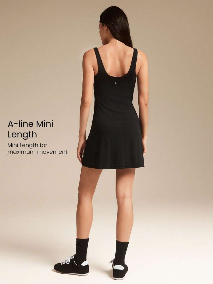 Abito FeatherFit™-Air Fresh Start con protezione solare, scollo a cuore, spalline larghe, coppe rimovibili, linea ad A, per uso quotidiano e casual, a basso impatto