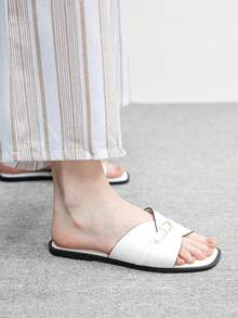 CUCCOO BIZCHIC 女士白色搭扣日常百搭时尚假日沙滩平底凉拖鞋 - 白色 - 查看 3