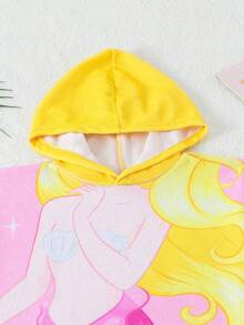 SHEIN Young Girls Pink Mermaid Printed Beach Towel Poncho,Cute Kids Hooded Towel Cloth Bathing Suit Cover Up For Summer,Beach,Family Vacation,Holiday - Pink - View 6
