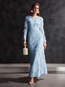 MOTF Soiréza WOMEN'S LONG SLEEVE PARTY COCKTAIL DRESS - Baby Blue - View 1