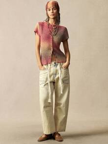 Bohemela 女士春夏休闲渐变图案修身开衫，春季女装，沙滩装，外出上衣 - 粉色 - 查看 8