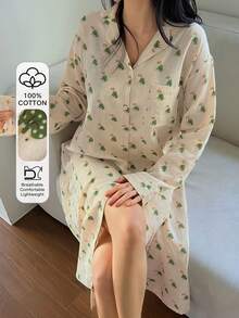 DAZY Loose Fit Women's Nightgown With Allover Puppy Print - Baby Pink - View 1