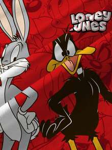 LOONEY TUNES X SHEIN 男童休闲日常通勤街头风趣味卡通字母图案短袖T恤，夏季 - 白色 - 查看 6