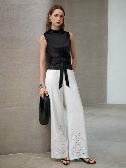 MOTF PREMIUM חולצה ללא שרוולים עם קפלים לנשים