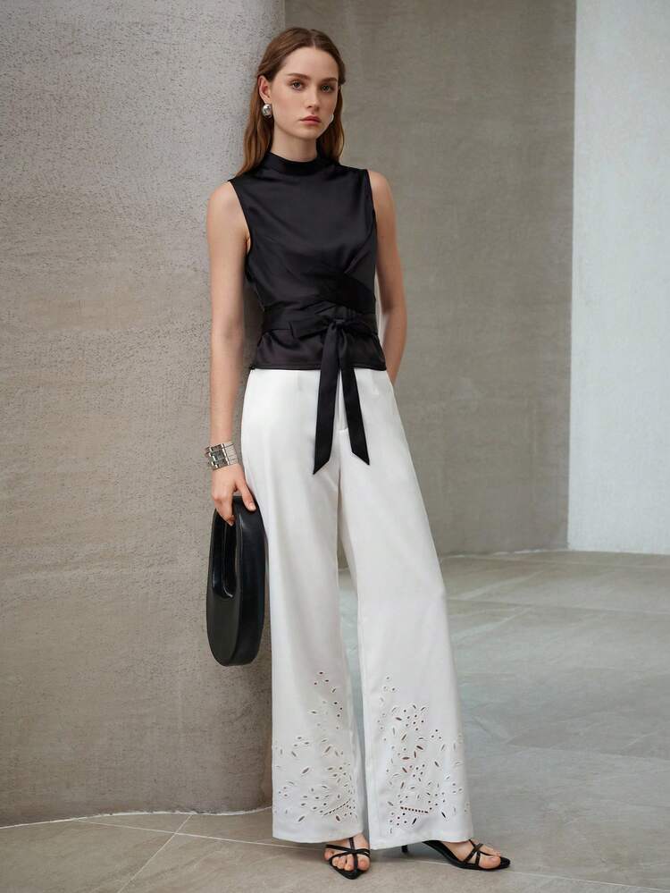 BLUSA SIN MANGAS FRUNCIDA PARA MUJER