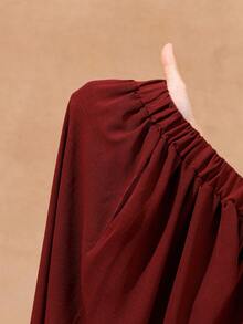 Zivah 2026 Spring/Summer New Music Festival, Easter, St. Patrick's Day, Valentine's Day, Date, Western, Nomadic, Birthday Party, Casual, Vacation, Cruise, Beach, Sunbathing, Wedding Guest Bohemian, Commute 2pcs Set: Spaghetti Strap Ruched Crop Top With Waist Tie And Drawstring Pleated Pocket Pants In Brown - Brown - View 11