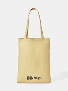 HARRY POTTER X SHEIN 女士可爱花朵、泡泡、毛茛图案便捷粉色手提包 - 黃色 - 查看 6