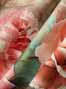 SHEIN MOD Vintage Kleid mit quadratischem Kragen und Puffärmeln in Große Größen, romantisches Kleid mit Ölgemälde-Blume Muster, elegantes Partykleid - Verschiedenfarbig - Übersicht 4