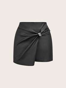 Flexra Chân váy nữ dáng chữ A màu đen co giãn kiểu Hàn Quốc, thích hợp cho mùa thu/đông. - màu đen - Xem 9