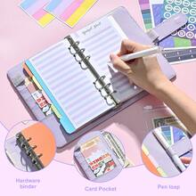 1本预算规划活页笔记本，PU封面，星空图案，内含拉链袋、预算工作表、现金整理表、支出追踪表和储蓄计划表，用于财务规划、现金管理和储蓄挑战，适合学生使用，返校必备。 - 彩色 - 查看 10