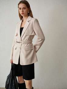 MOTF PREMIUM 时尚有型设计小众休闲通勤收腰风衣 - 杏色 - 查看 5