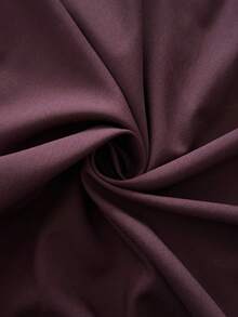 Roveilla Plus Size Women's Burgundy Autumn Elegant Formal Solid Color Open Front Button Down Waist Pleated A-Line Long Sleeve Midi Dress,French Retro Style - Maroon - View 8