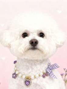 PETSIN 1 件装宠物爱心仿珍珠项链；颈围可调节；领结吊坠；心形吊坠；宠物配饰；宠物用品 - 彩色 - 查看 20