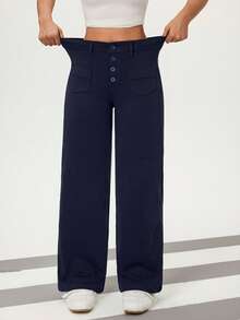 Flexra 女士常规款针织牛仔打底裤 - 深色水洗藍 - 查看 8