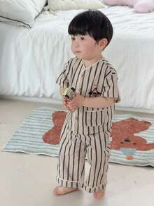 DAZY 2pcs Toddler Boys V-Neck Plaid Long Sleeve Shirt & Pants Pajama Set - Multicolor - View 6