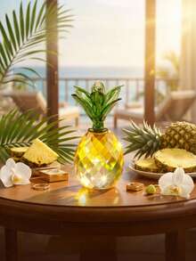 2 piezas/6 piezas Adorno de piña de cristal amarillo, figura de fruta artificial, estatua de fruta de vidrio, centro de mesa para decoración del hogar - Amarillo - Ver 4