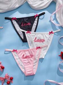 Bộ 3 quần lót bikini ren nhiều màu sắc gợi cảm dành cho nữ. - Nhiều màu - Xem 1