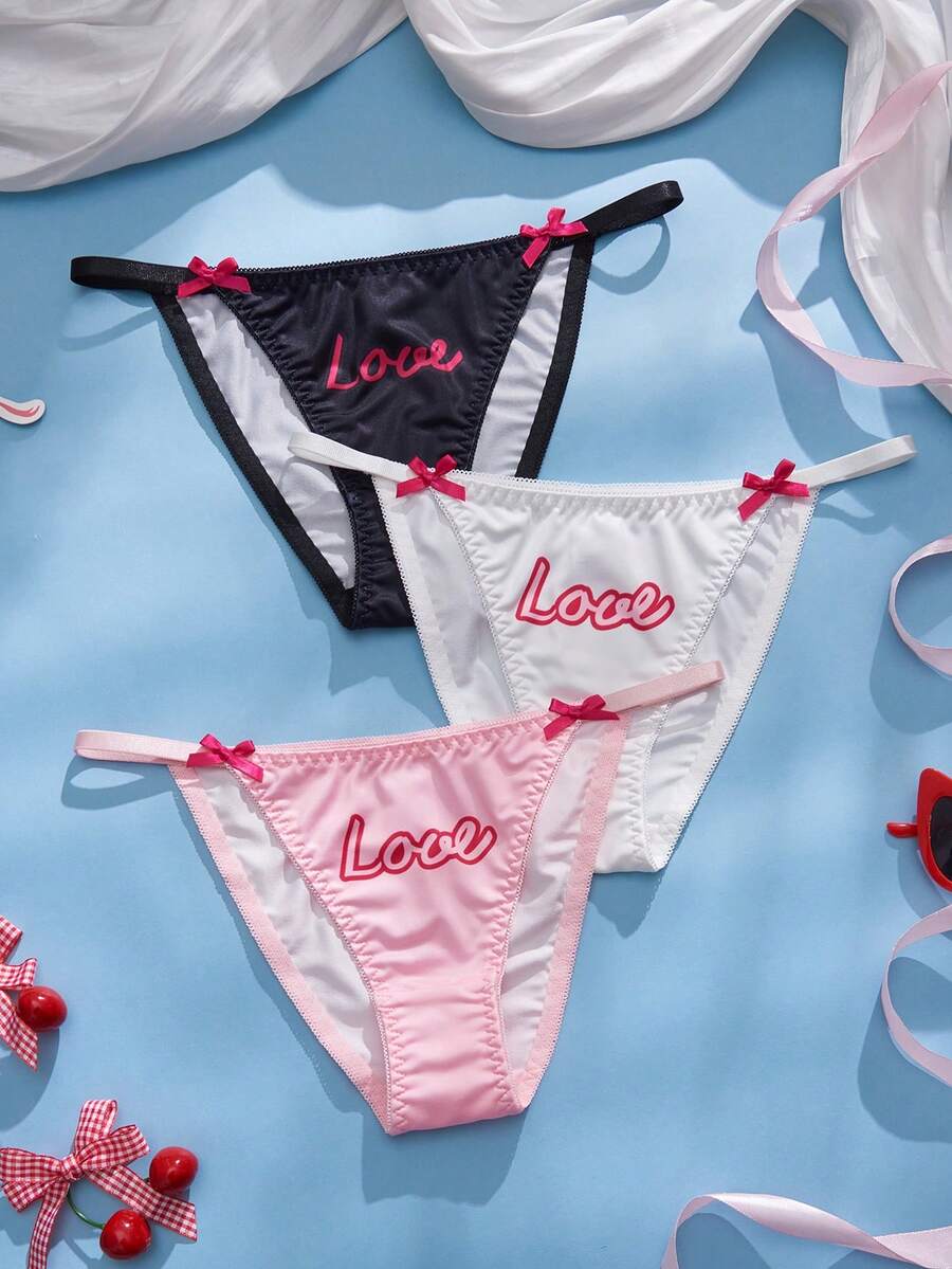 Bộ 3 quần lót bikini ren nhiều màu sắc gợi cảm dành cho nữ. - Nhiều màu - Xem 1