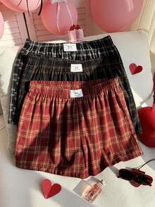 Comfortcana Quần short kẻ caro dáng rộng, thoải mái, nhiều chiếc - Nhiều màu - Xem 3