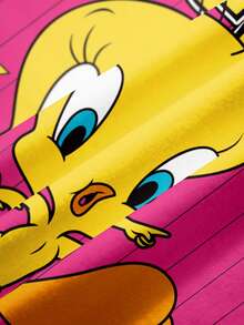 LOONEY TUNES X SHEIN Áo thun ngắn tay nữ họa tiết hoạt hình kẻ sọc, kiểu dáng thường ngày, thích hợp cho mùa hè. - trắng - Xem 7