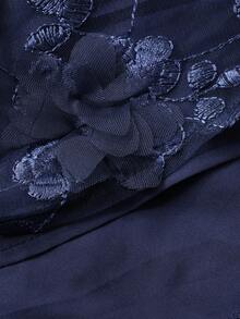 DAZY Đầm lưới organza thêu hoa đính đá lấp lánh màu xanh dương, thanh lịch cho mùa xuân và hè, thích hợp cho Ngày Valentine, đám cưới, tiệc tùng, các dịp trang trọng, sự kiện thời trang, dáng ôm, đầm maxi dài, đầm dự tiệc cưới, đầm hè. - Màu xanh hải quân - Xem 3